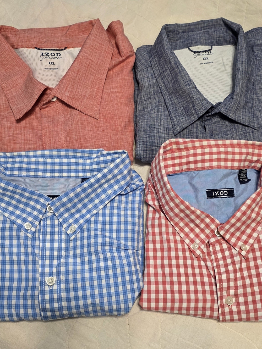 Lot of 4 IZOD Men’s Casual Button-Down Shirt - Saltwater & Gingham XXL